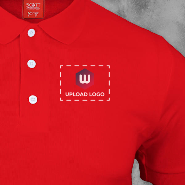 Scott Young Polo T-shirt for Men Red - Custom Logo Left Chest-1