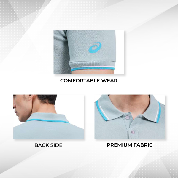 ASICS Dual Tipping Polo T-Shirt - Customized with Logo (Light Steel)-2