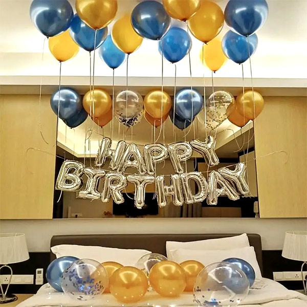 Blue & Gold Birthday Room Surprise