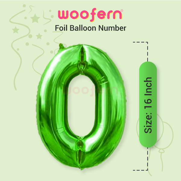 Green Foil Number Balloons 0 to 9 Balloons Set-2