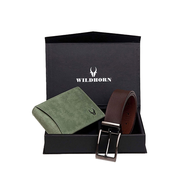 WILDHORN BATSVILLE Leather Wallet & Belt – Premium Gift for Men (Green)