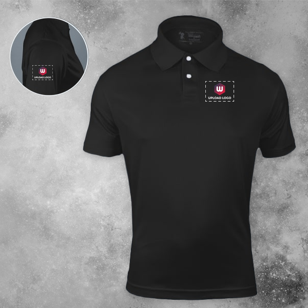 Santhome All Day Fresh Premium Sports Polo T-shirt for Men (Black) - Custom Logo Left Chest & Right Arm-0