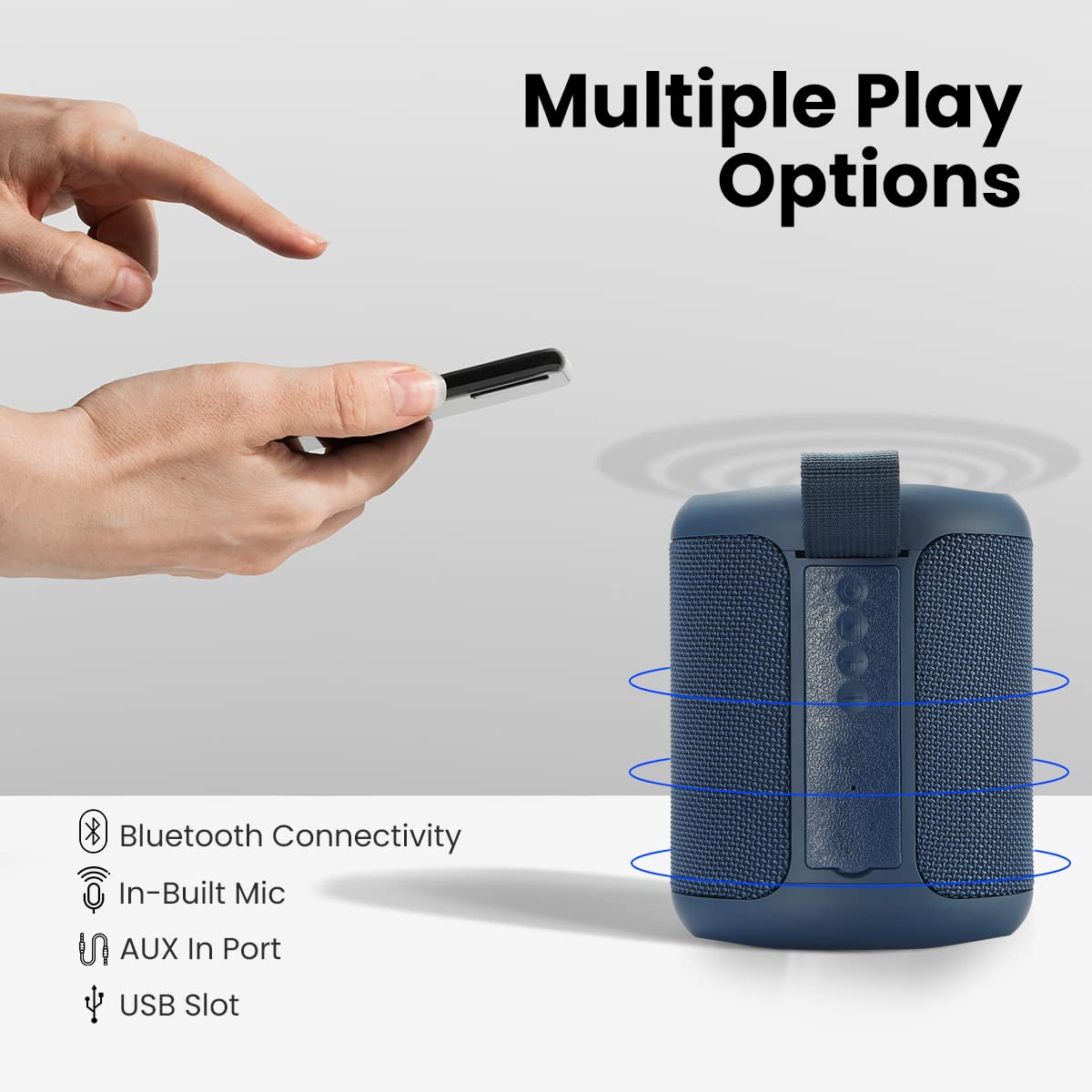 Portronics SoundDrum P 20W Portable Bluetooth Speaker (Blue)-7