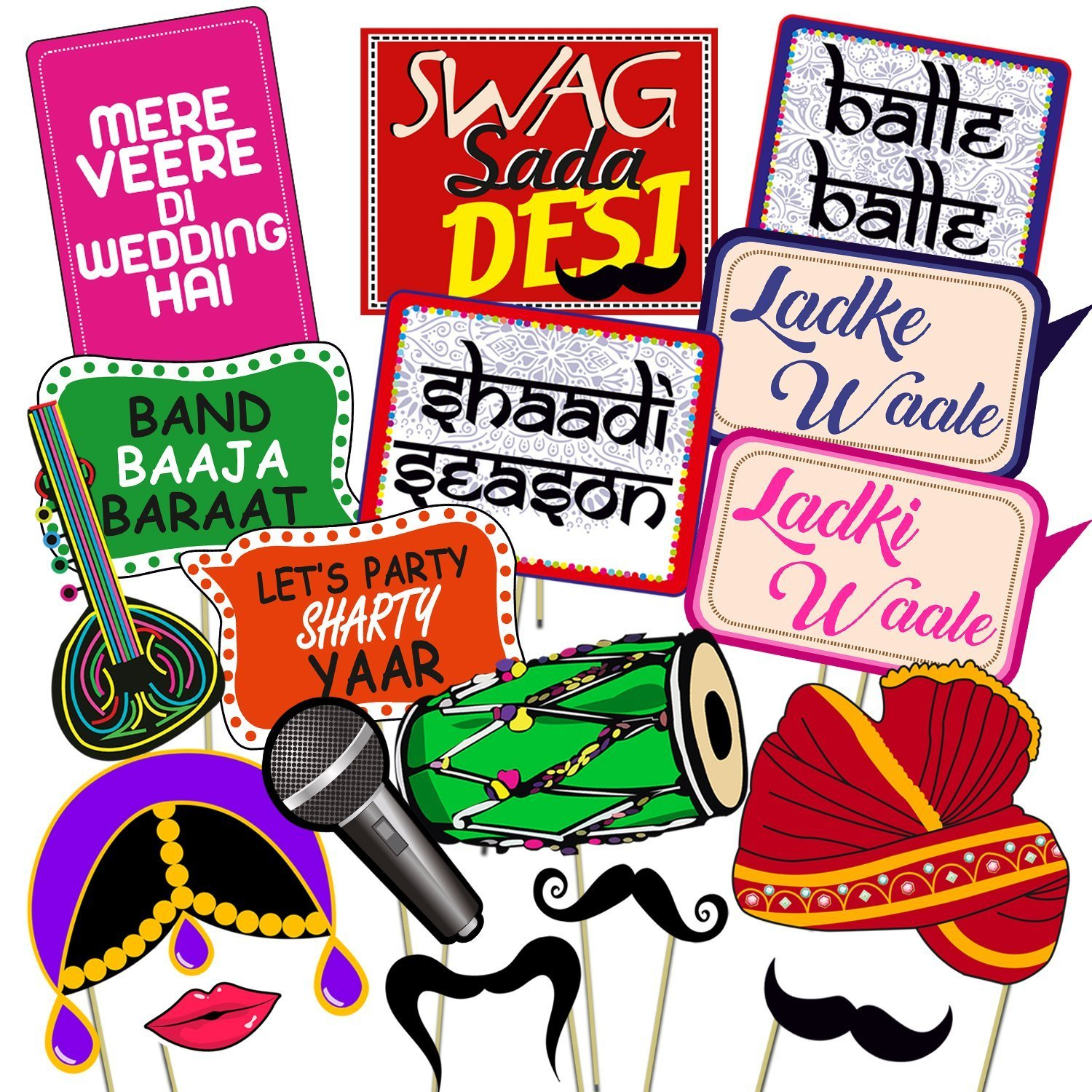 Wedding Props for Marriage & Haldi Ceremony - 17 Pcs