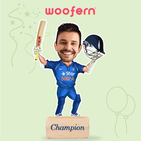 Personalized Cricket Champion Caricature