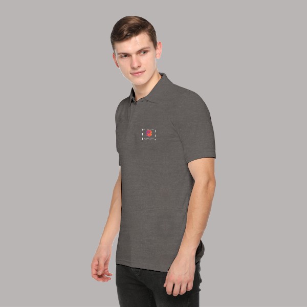 Embroidered FasTees Polo T-shirt for Men ( Charcoal Grey)-2