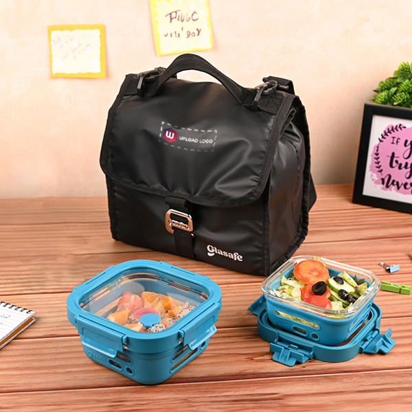 Glasafe Carry 'N' Go Office Combo with Lunch bag Set of 3 (Tiffin: 320mlx1 + 520mlx1) - Tranquil Teal