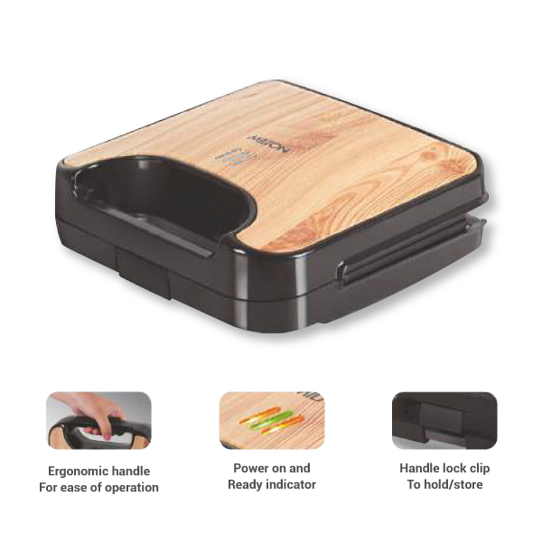 MILTON HSM002 2-IN-1 850 W Grill Sandwich Maker & Toaster | Non-stick Coating Cast Aluminum Plates | Grills Sandwiches, Bread & Kebabs-4