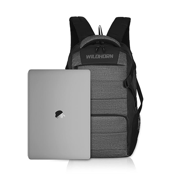 WILDHORN Premium Laptop Backpack ( Brushed Grey & Black)-4