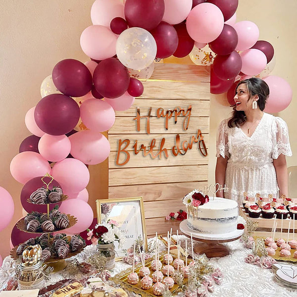 Elegant Burgundy & Pink Birthday Decoration Kit