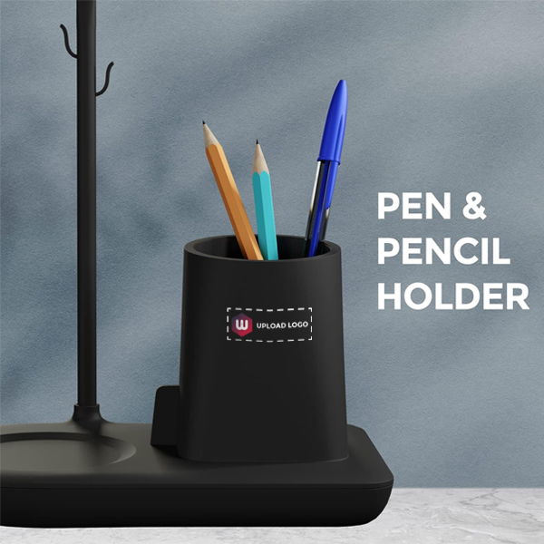 EO Desk Station Pen Stand For Study Table with Self Watering Plant Pot (Marble Black)-4