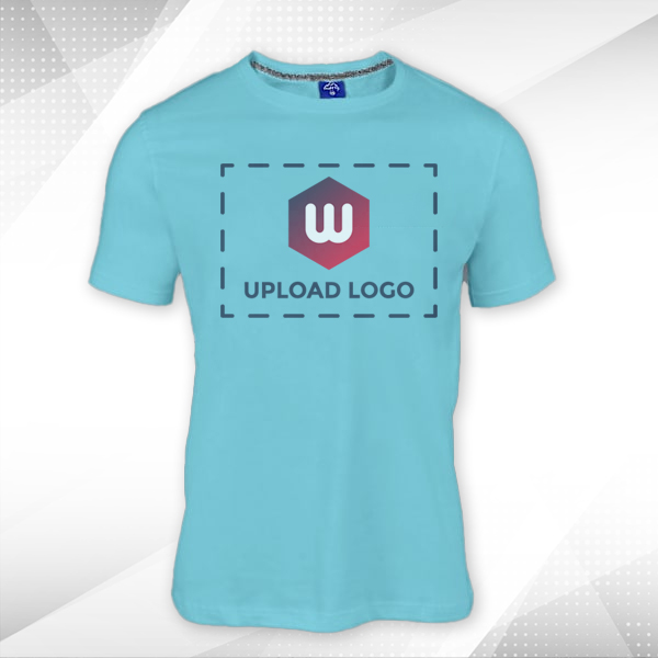 Ruffty Crew Neck Cotton T-shirt for Men Aqua Blue - Custom Logo-0