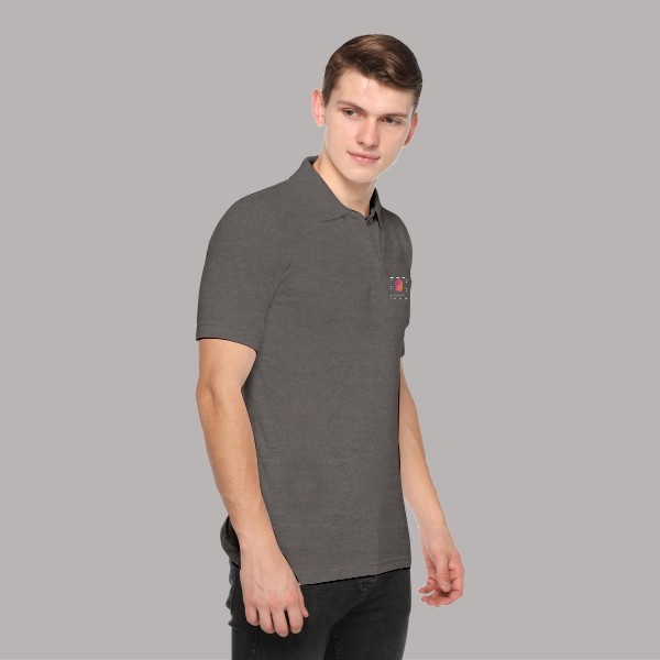 Embroidered FasTees Polo T-shirt for Men ( Charcoal Grey)-3