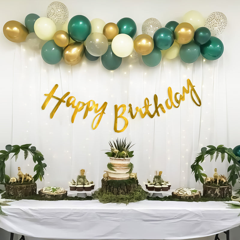 Happy Birthday Banner Cursive Letters -Gold-1
