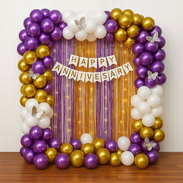 Enchanting Anniversary Balloon & Curtain Décor-0