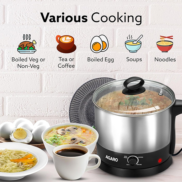 AGARO Esteem Electric Multi Kettle 1.2L, 600W-1