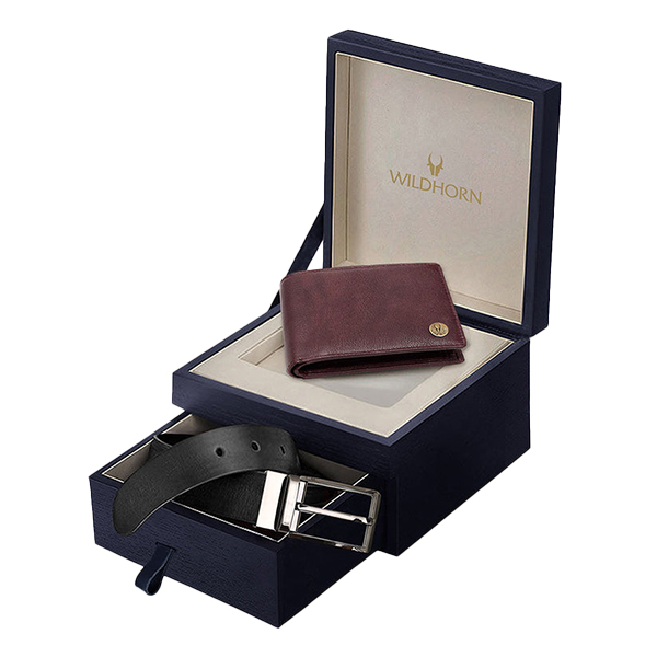 WILDHORN NOGALES Leather Wallet & Belt Gift Set (Maroon)