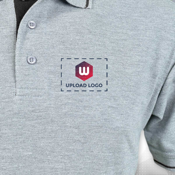 Scott Organic Cotton Polo T-Shirt for Men Grey Melange with Black - Custom Logo Left Chest-1