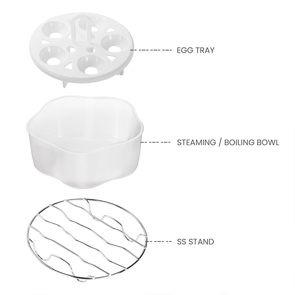 MILTON Electric Cooker With Glass Lid, 600 Watt, 1.2 Liters, Multi-Purpose Kettle Cum Steamer for Instant Noodles, Eggs, Vegetables, Auto Cut-Off, Cordless Pot-3