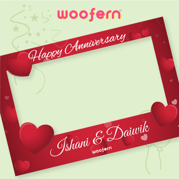 Red Heart Themed Selfie Photo Booth Frame with Your Name-2