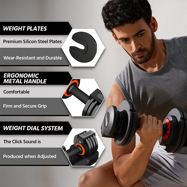 Lifelong LLAD02 Adjustable Dumbbells | 2.5kg to 12.5kg-2