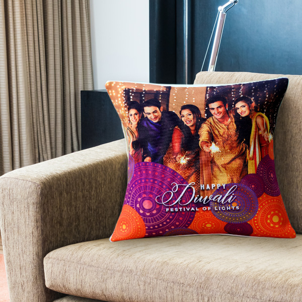 Personalized Happy Diwali Family Cushion-2
