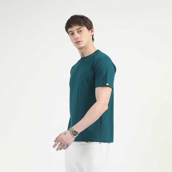 Caslay Organic Crew Neck T-Shirt (Petrol Blue)-1