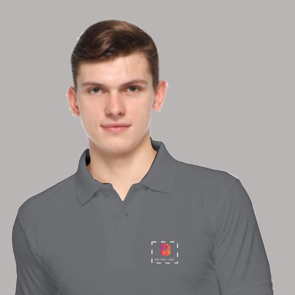 Embroidered FasTees Polo T-shirt for Men (Solid Grey)-1