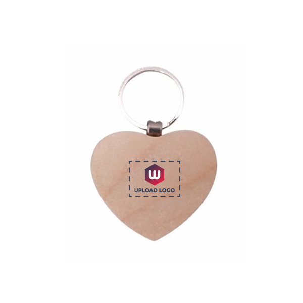 Customized Wooden Heart Shape Keychain