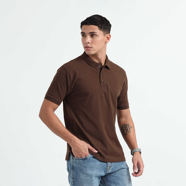 Caslay Organic Polo T-Shirt (Chocolate)-2