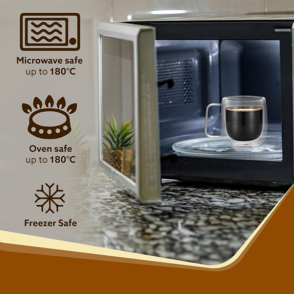 AGARO Elite Double Wall Glass Cups - 260 Ml-3