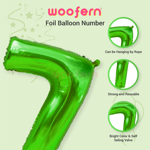 Foil Balloon Number 7 Green 16 inch-3