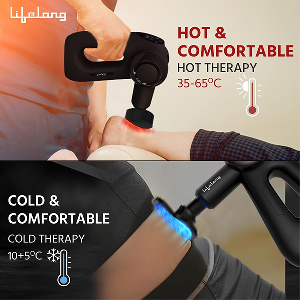 Lifelong LLGM81 Wireless Gun Massager | Hot & Cold Heads | Deep Tissue Massage-4
