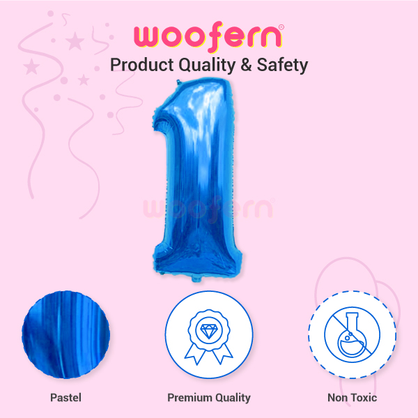 Blue Foil Balloon Number 1 - 16 inch-4