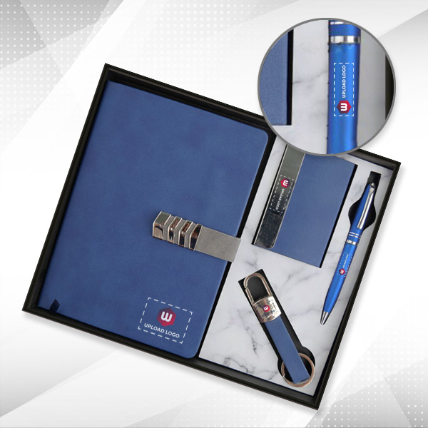 Elite Diary Executive Set – 4-in-1 Customized (Blue)