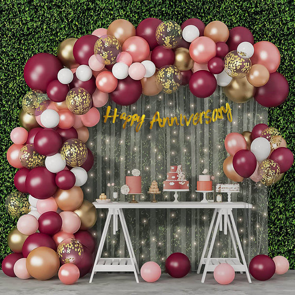 Beautiful Burgundy and Peach Anniversary Decoration Kits