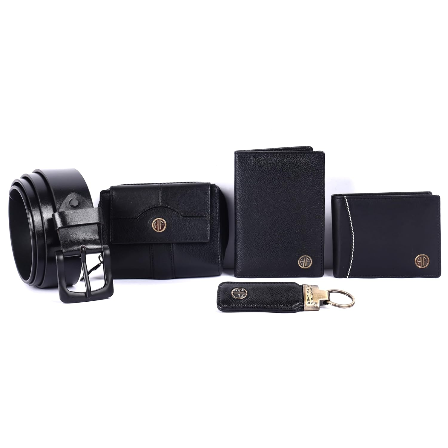 HF Genuine Leather Executive Gift Set | 5-in-1 Mega Combo for Men & Women (Black)-0