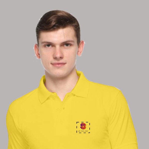 Embroidered FasTees Polo T-shirt for Men (Golden Yellow)-1