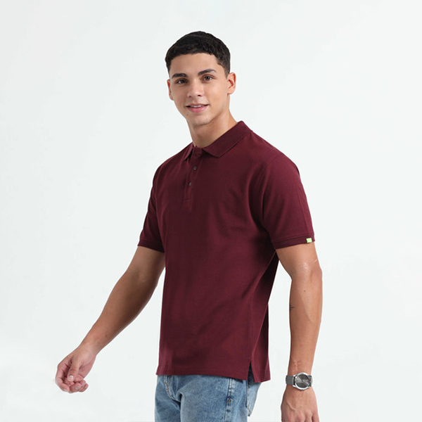 Caslay Organic Polo T-Shirt (Maroon)-1
