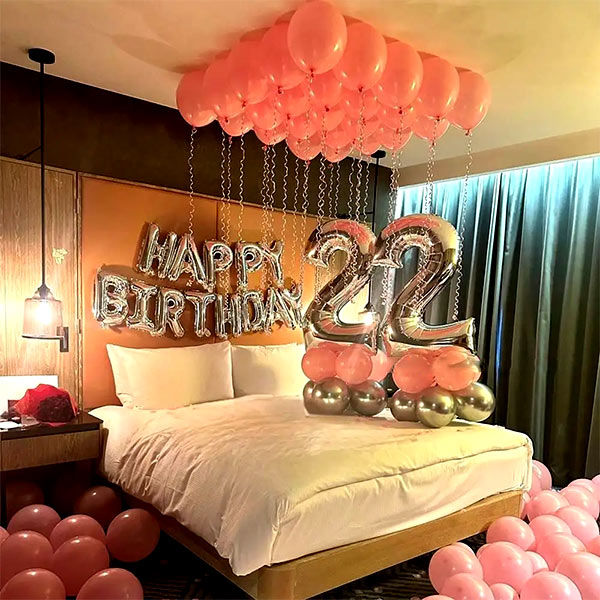 Pink & Silver Romantic Birthday Room Surprise