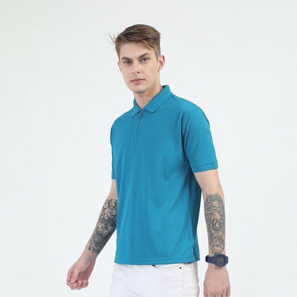 Caslay Quick Dry Polo T-Shirt (Azure Blue)-1