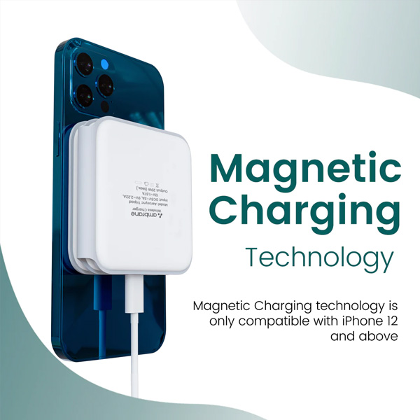 ambrane Aerosync Tripad 20W 3-in-1 Wireless Charger for iPhones, Smart Watch & Earbuds (Qi Charging, White)-4