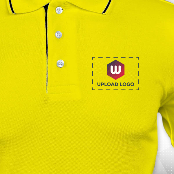 Scott Organic Cotton Polo T-Shirt for Men Yellow with Blue - Custom Logo Left Chest-1