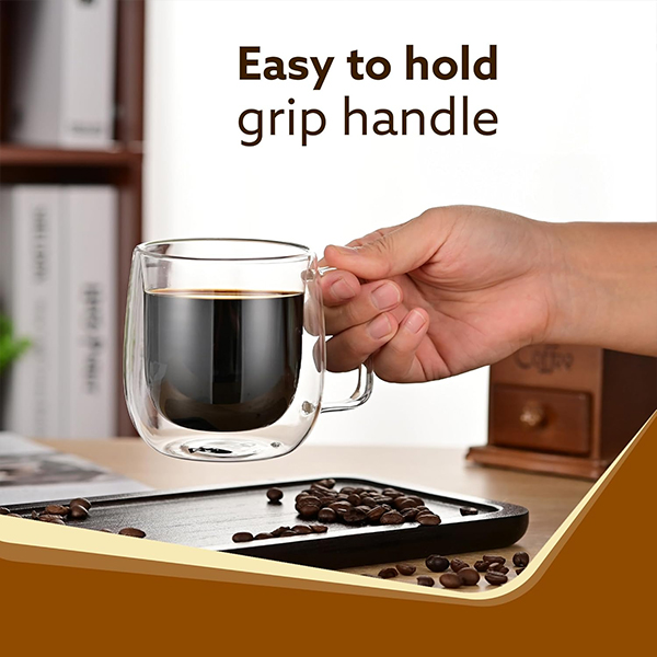 AGARO Elite Double Wall Glass Cups - 260 Ml-4