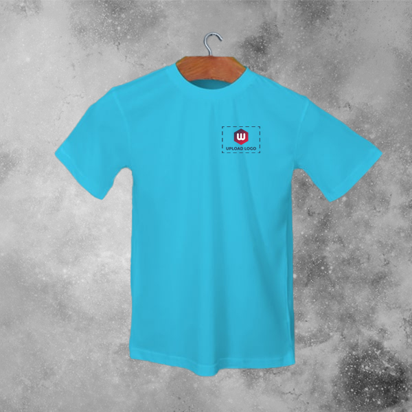 Skinta Fit Half Sleeve Round Neck T-Shirt for Men (Aqua Blue) - Custom Logo Left Chest-3