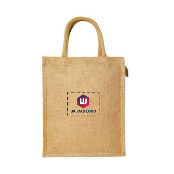 JUTELINE Eco-Friendly Jute Bag | Shopping Bag with Zipper | Size-12*14*5 inch-0