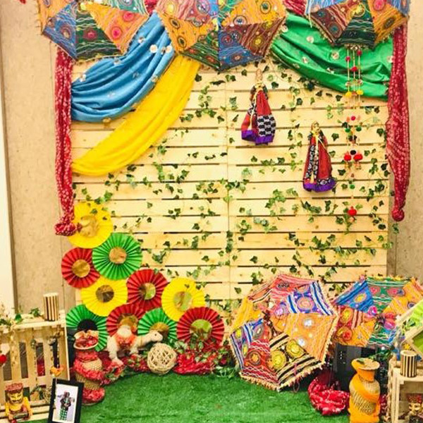 Festive Umbrella and Flower Garlands Decor-1