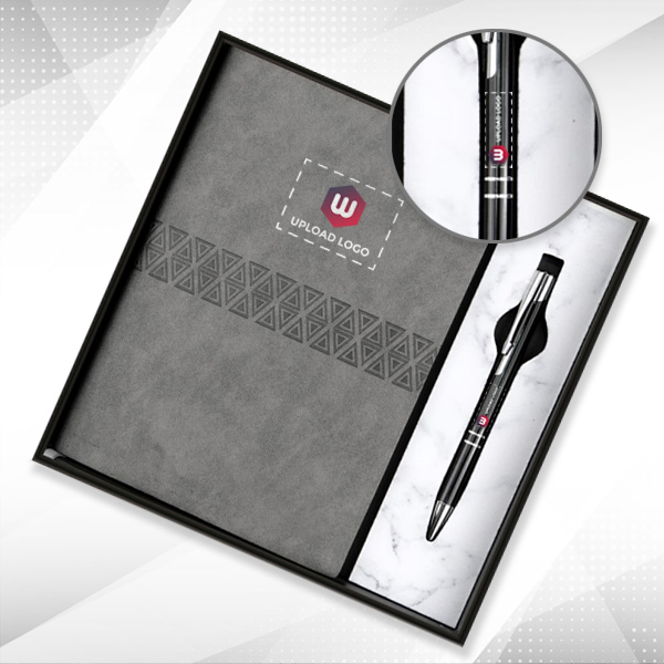 Personalized Employee Welcome Kit 2-in-1 Diary & Pen (Medium Gray)-0