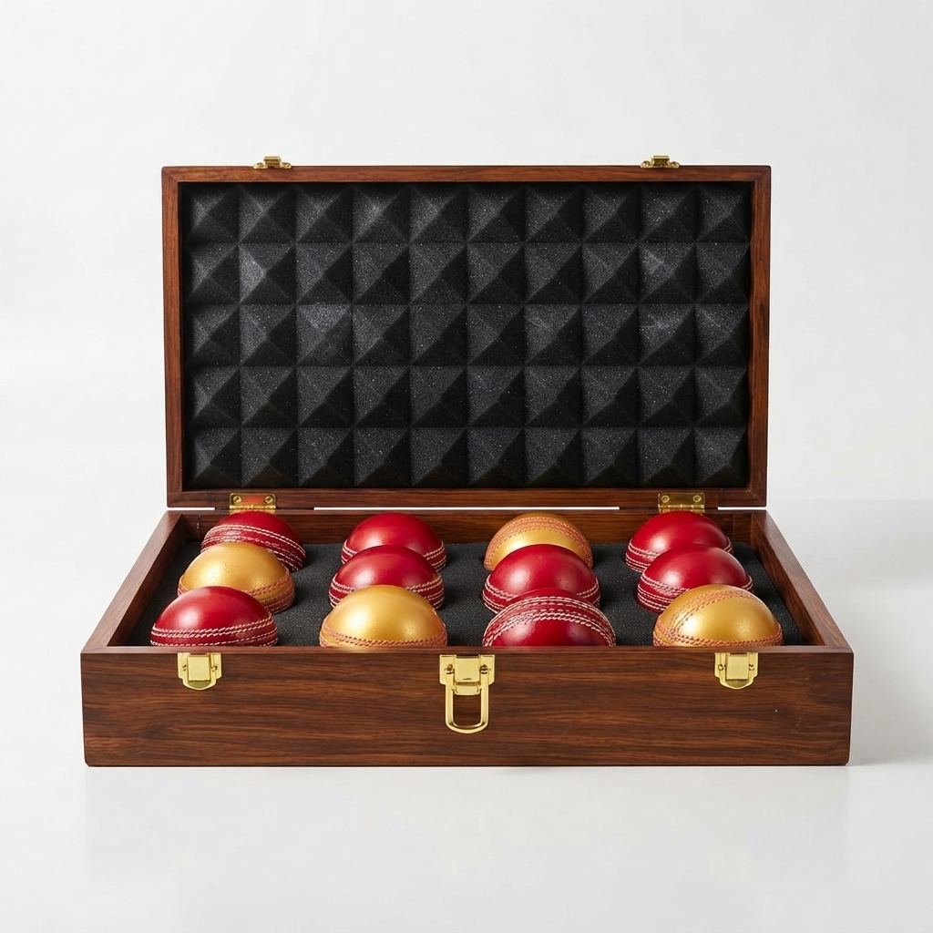 Custom Cricket Wooden Ball Box with Protective Foam