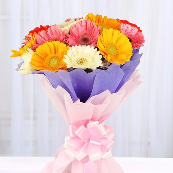 Vibrant Mixed Gerbera Bouquet in Pink and Purple